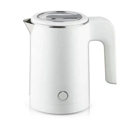 White stainless steel electric teapot with keep warm feature