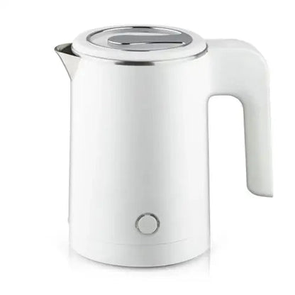 White stainless steel electric teapot with keep warm feature