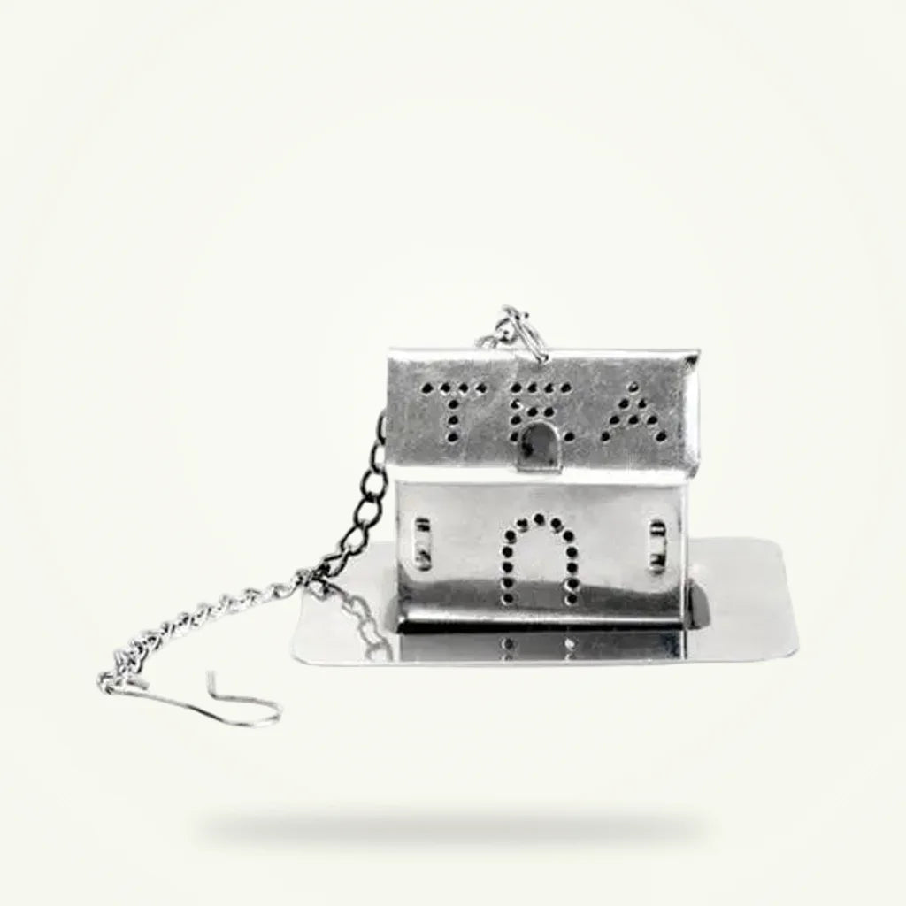 Stainless Steel House-Shaped Tea Infuser for Loose Leaf Tea, product photo on a plain background