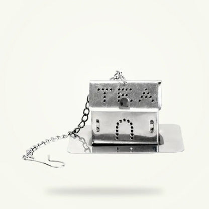 Stainless Steel House-Shaped Tea Infuser for Loose Leaf Tea, product photo on a plain background