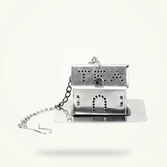 Stainless Steel House-Shaped Tea Infuser for Loose Leaf Tea, product photo on a plain background