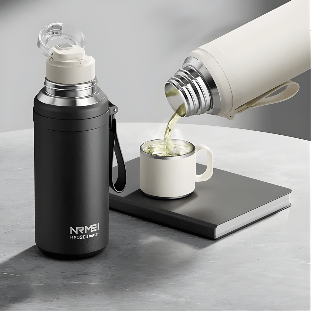 Large capacity stainless steel tea thermos for travel and hiking