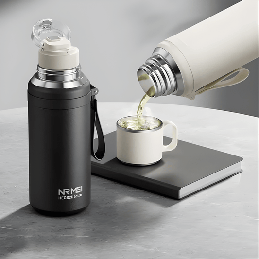 Large capacity stainless steel tea thermos for travel and hiking