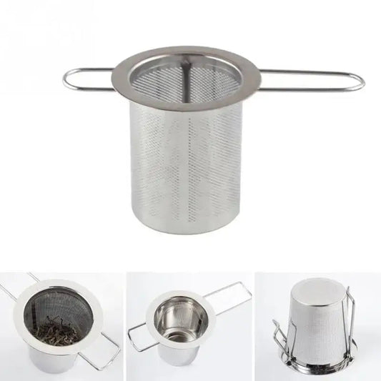 Stainless steel tea infuser ball with chain on white background