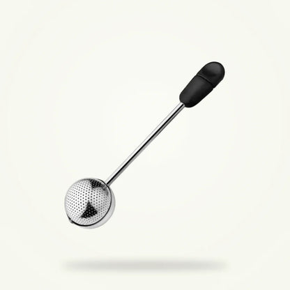 Stainless steel tea infuser ball with Magic Handle, all three color variants on plain background