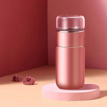 Leak-proof stainless steel tea infuser bottle closed lid for travel