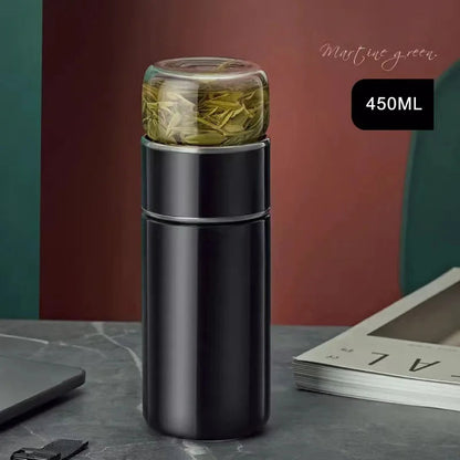 Rose finish stainless steel tea infuser bottle with fine mesh filter