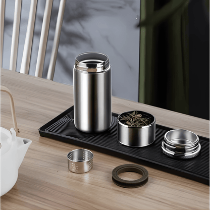 Cross-section view of double wall insulation on 304 stainless steel tea thermos