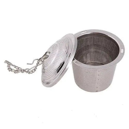 Stainless steel tea infuser showing fine mesh and incense burner shape