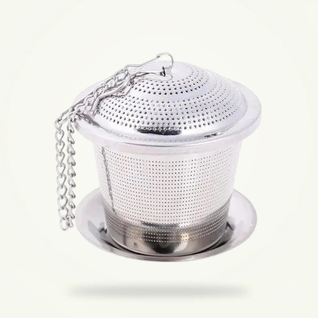 Stainless Steel Tea Infuser with Incense Burner Design, product photo on a plain background
