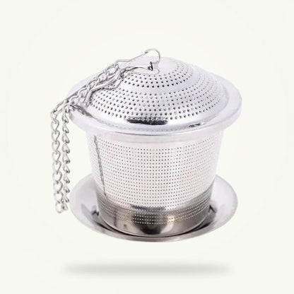 Stainless Steel Tea Infuser with Incense Burner Design, product photo on a plain background
