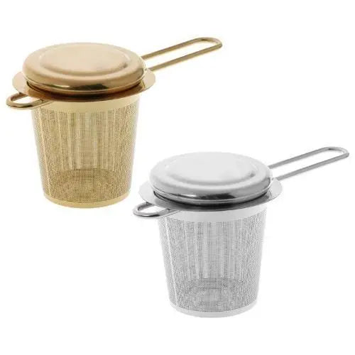 Tea strainer mesh bowl detail showing fine filtration holes