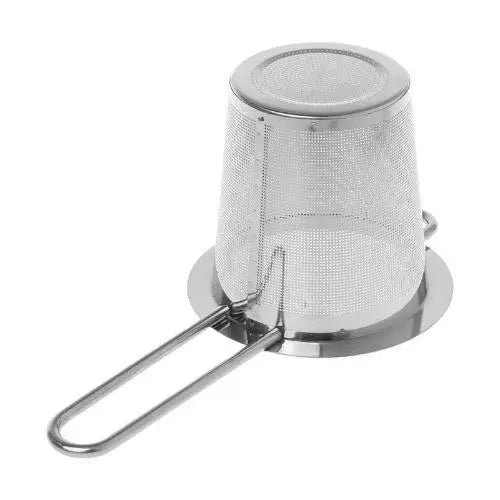 Both gold and silver stainless steel tea strainer options side by side