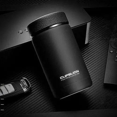 Black stainless steel tea thermos