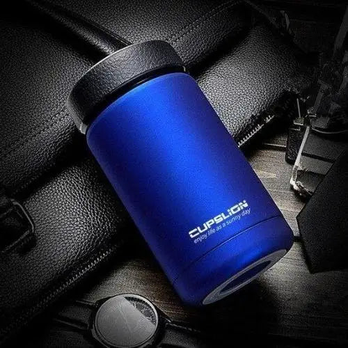 Blue stainless steel tea thermos