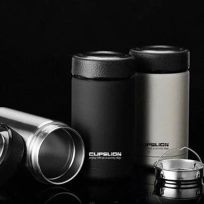 Stainless steel thermos with tea