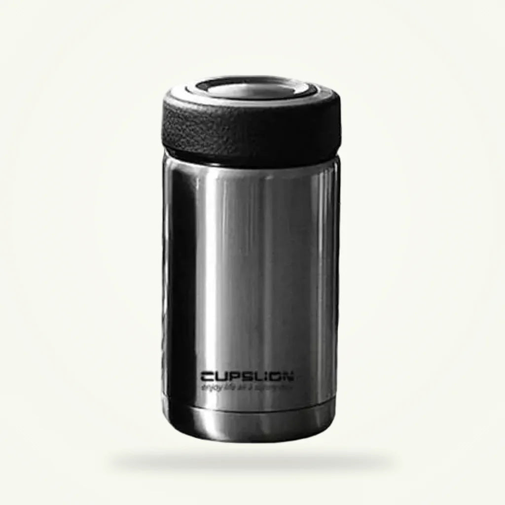 Stainless Steel Tea Thermos Bottle, Insulated 400ml Flask, product photo on a plain background