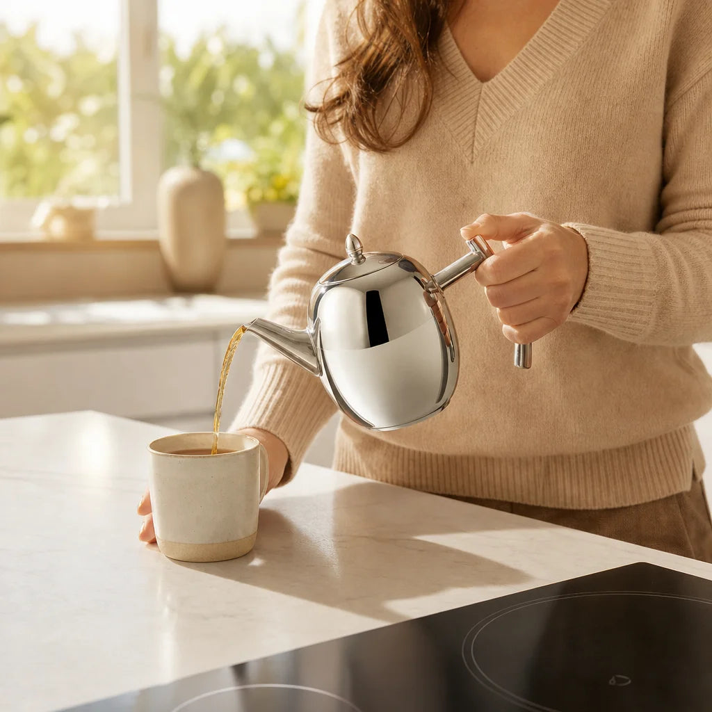 Stainless Steel Teapot for Induction Cooktops - 1L / 1.5L en situation