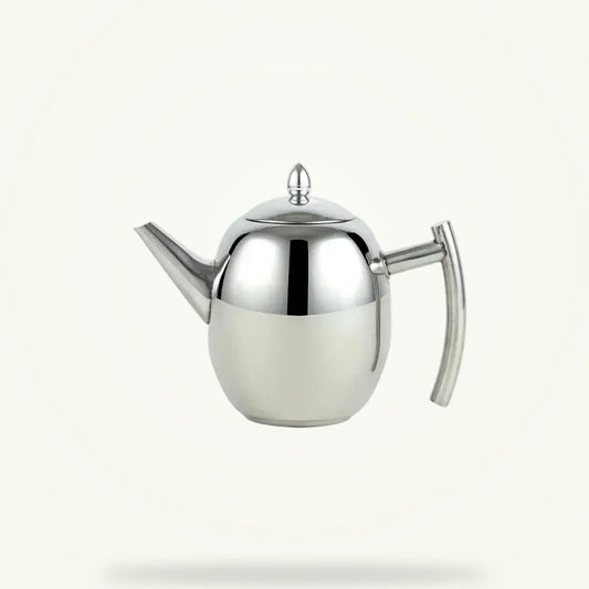 Stainless steel teapot for induction cooktops, 1L and 1.5L, packshot on plain background
