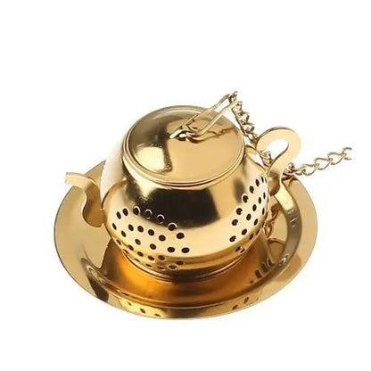 Gold stainless steel tea infuser brewing tea