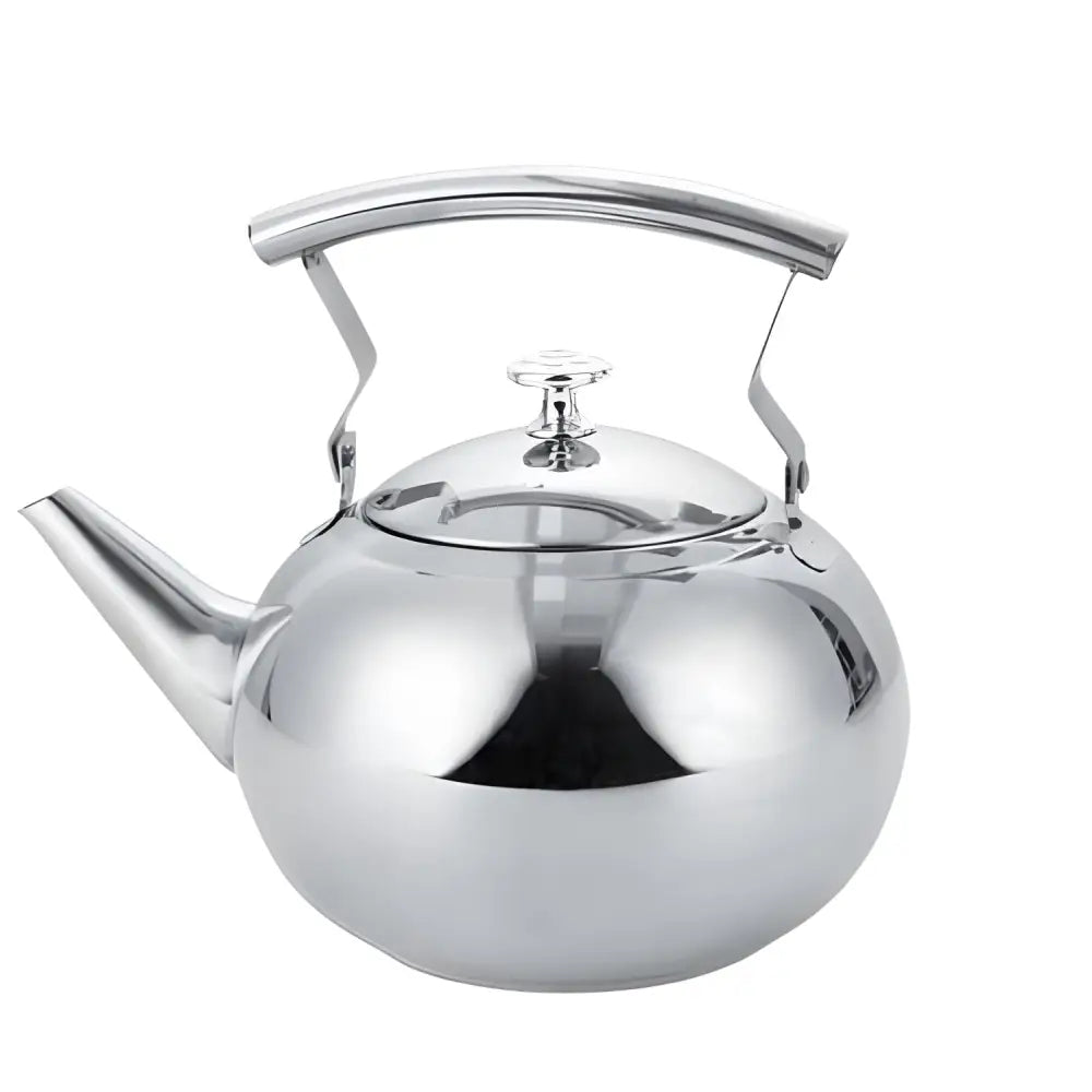 0.5 liter stainless steel teapot with filter on white background