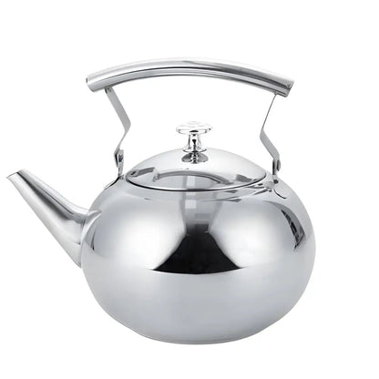 0.5 liter stainless steel teapot with filter on white background