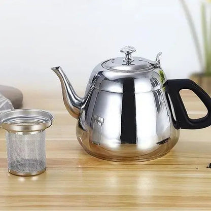 Stainless steel teapot with removable loose-leaf tea filter insert