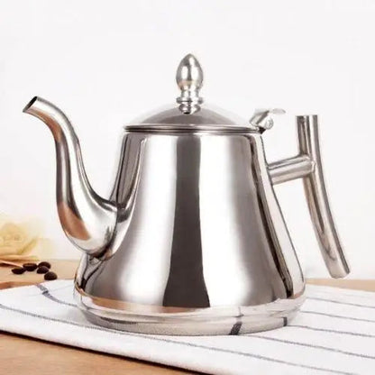 Three stainless steel teapots with infusers in different sizes