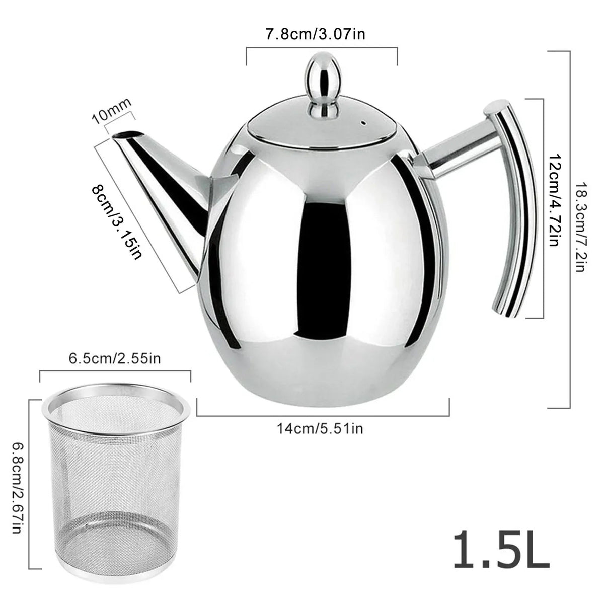 Stainless Steel Teapot with Filter, 50 oz - view 7