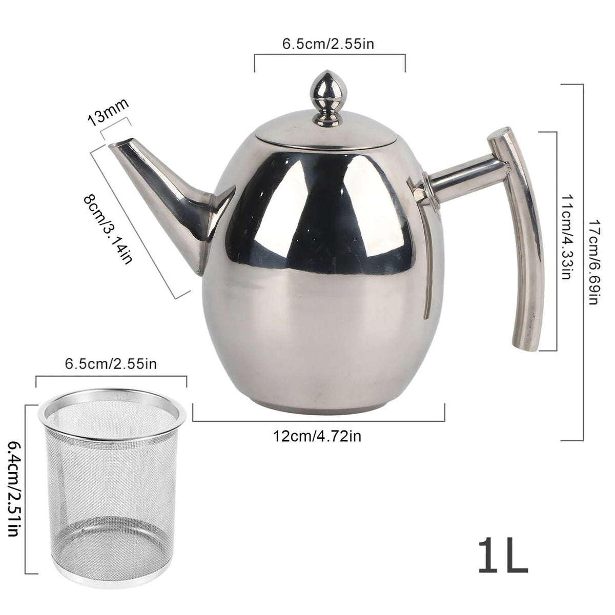 Stainless Steel Teapot with Filter, 50 oz - view 8