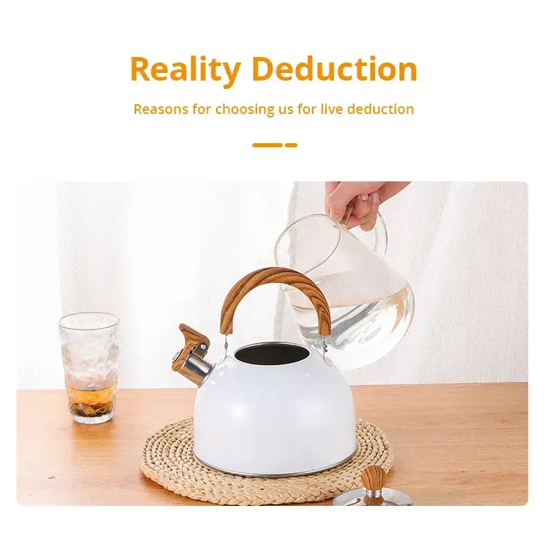 Stainless steel whistling teapot with handle