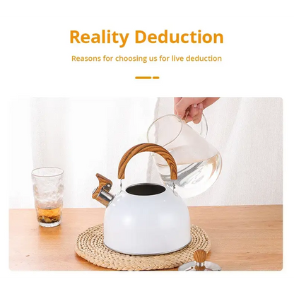 Stainless steel whistling teapot with handle