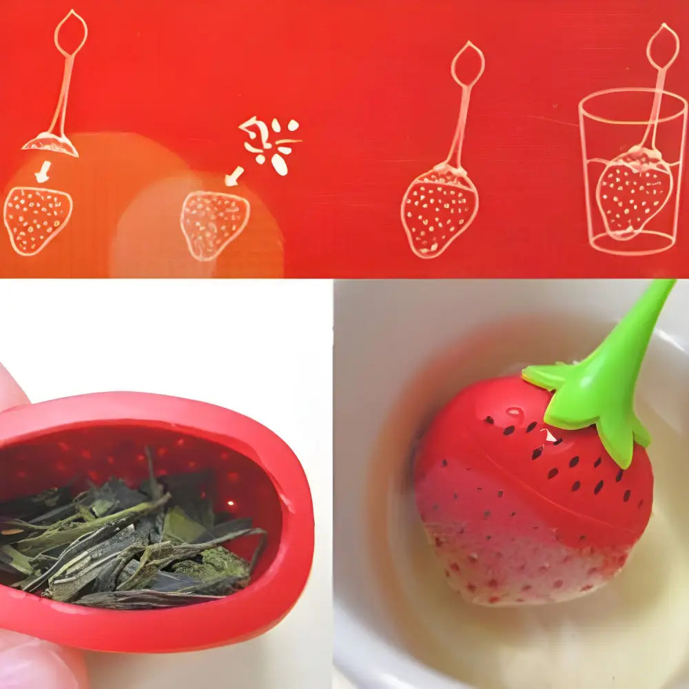 Step by step guide showing how to use strawberry tea infuser