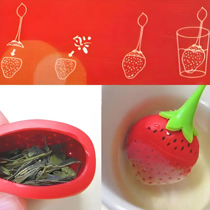 Step by step guide showing how to use strawberry tea infuser