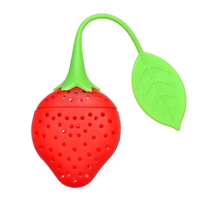Red strawberry tea infuser in mug
