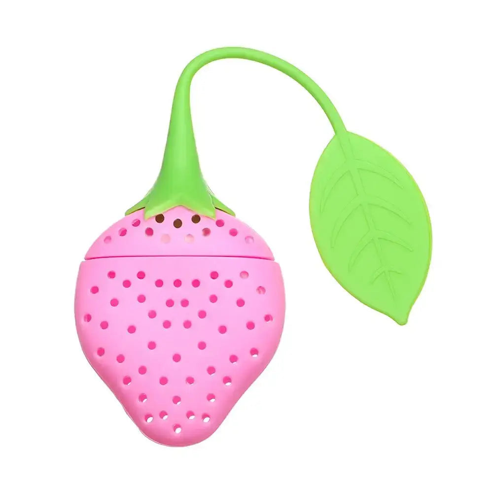 Pink strawberry tea infuser with tea