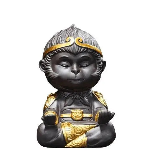Sun Wukong statue with palms up holding spoon