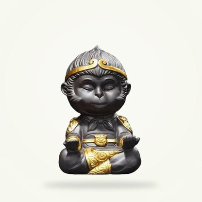 Sun Wukong Monkey Teapot Spoon Rest Statue - Ceramic Tea Accessory, product photo on a plain background