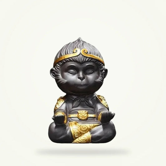 Sun Wukong Monkey Teapot Spoon Rest Statue - Ceramic Tea Accessory, product photo on a plain background