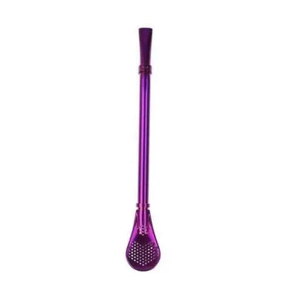 Purple handle tea infuser spoon with stainless steel strainer bowl