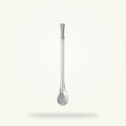Stainless steel tea infuser spoon on plain background, product shot