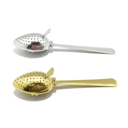 Stainless steel tea infuser spoon close up