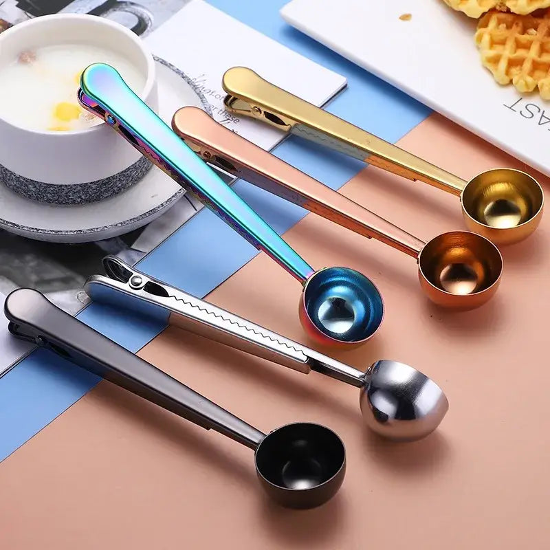 Tea spoon clip with mirror finish on white background