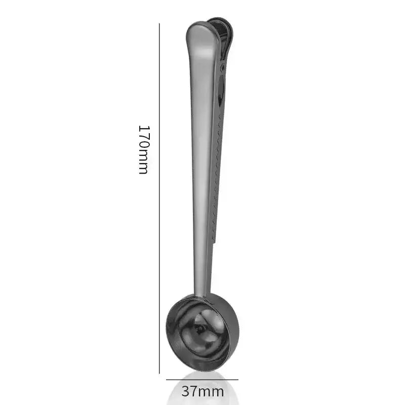 Black tea spoon clip with stainless steel body