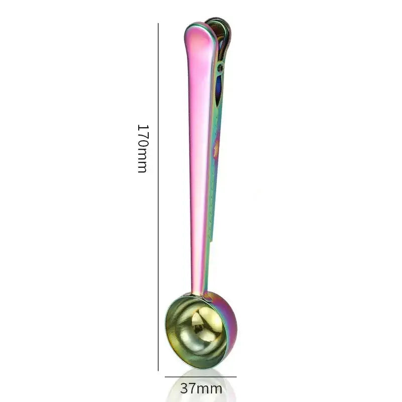 Rainbow colored tea spoon clip with mirror finish