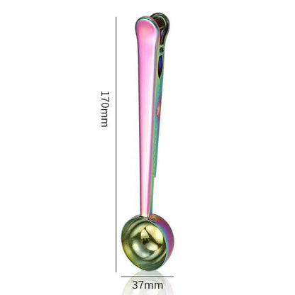 Rainbow colored tea spoon clip with mirror finish