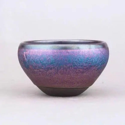 Tenmoku ceramic matcha bowl interior showing wide open mouth sized for chasen whisking