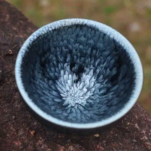 Traditional tenmoku chawan bowl for Japanese tea ceremony use at home
