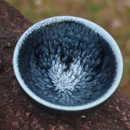 Traditional tenmoku chawan bowl for Japanese tea ceremony use at home