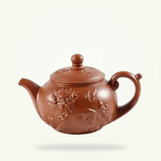 Théière en Terre Cuite Yixing avec Dragon Chinois, photo du produit sur fond uni